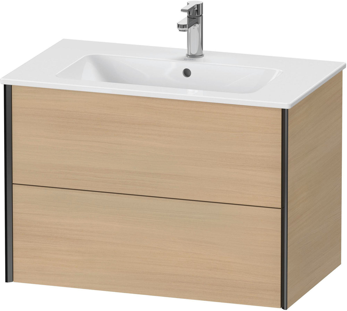 Duravit XViu Waschtischunterbau wandhängend 810 mm, 2 Schubkästen, champagner matt/weiß matt – ohne Griff, mit Tip-On-Technik