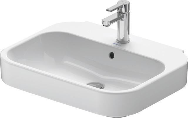 Duravit Waschtisch Happy D.2 600 x 475 mm hängend weiß mit Überlauf und Hahnlochbank