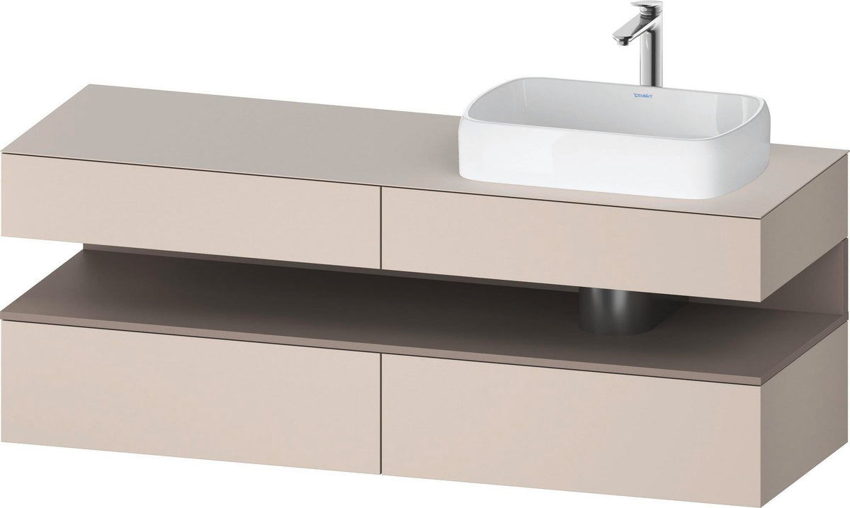 Duravit Qatego Konsolenwaschtischunterbau 1600 mm Weiß Hochglanz mit Eiche Schwarz Nische