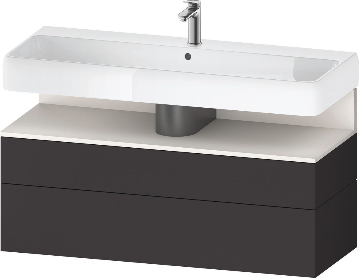 Duravit Qatego Waschtischunterbau 1190 mm – Weiß Matt mit Eiche Schwarz Nische, 1 Auszug, LED