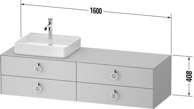 DURAVIT White Tulip Konsolenwaschtischunterbau 1600 mm, 4 Schubkästen, Weiß Seidenmatt, Philippe Starck