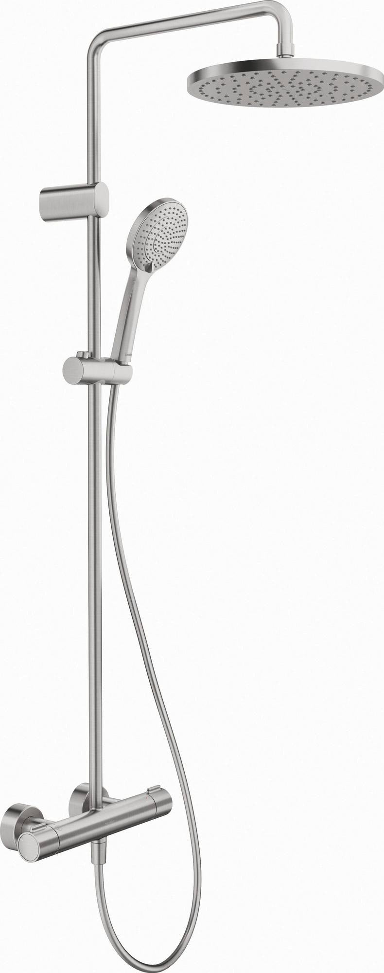 DURAVIT Duschsystem MinusFlow mit Brausethermostat, Bronze Gebürstet, 1124 mm