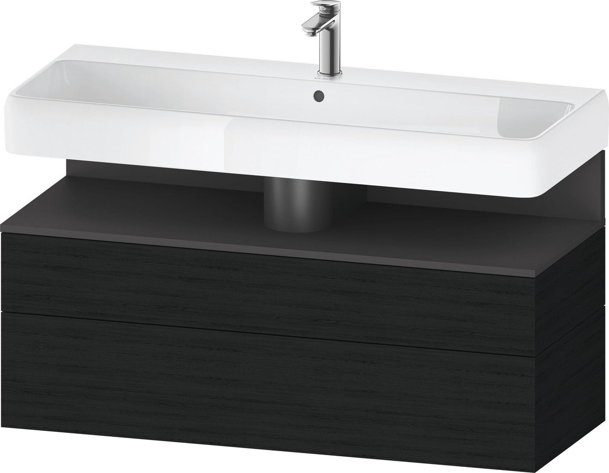 Duravit Qatego Waschtischunterbau 1190 mm – Weiß Matt mit Eiche Schwarz Nische, 1 Auszug, LED