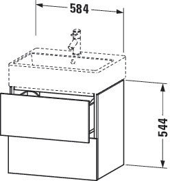 Duravit L-Cube Waschtischunterbau 584 mm taupe supermatt, 2 Schubkästen, Tip-On, wandhängend