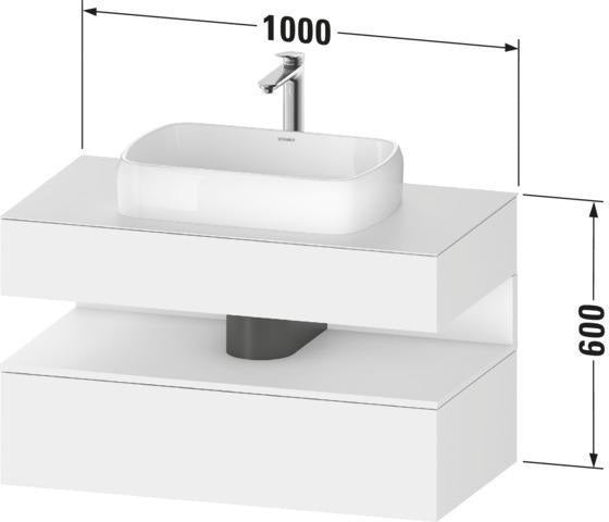 Duravit Qatego Waschtischunterbau 1000 mm Weiß Hochglanz mit Eiche Terra Nische, 1 Auszug, wandhängend