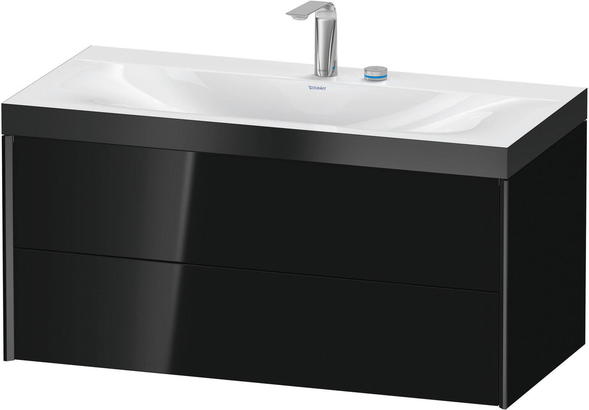 DURAVIT XViu c-bonded Waschtischunterbauset 1000 mm, 2 Schubkästen, schwarz matt / schwarz hochglanz