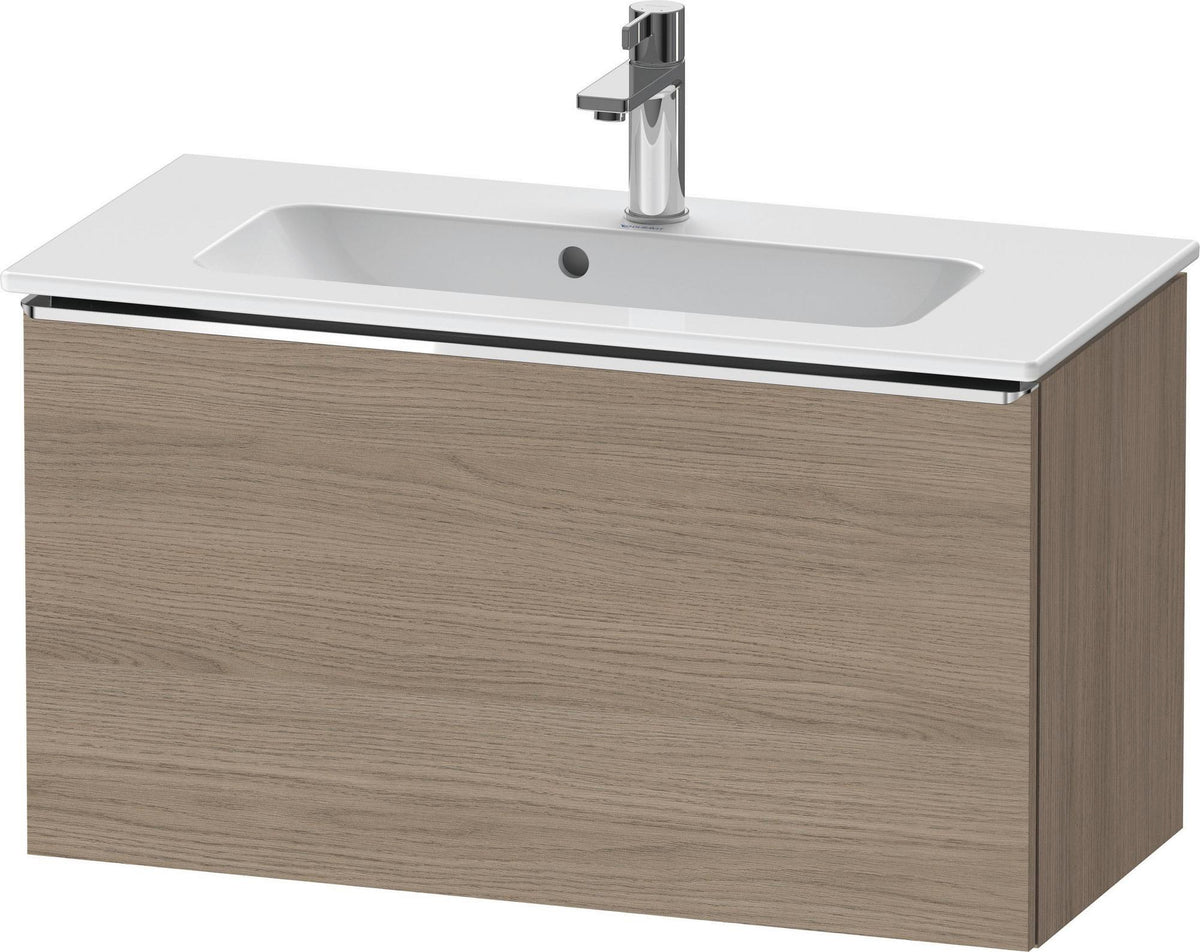 DURAVIT D-Neo Waschtischunterbau 810 mm Eiche Terra Matt mit 1 Auszug & Bronze Griff
