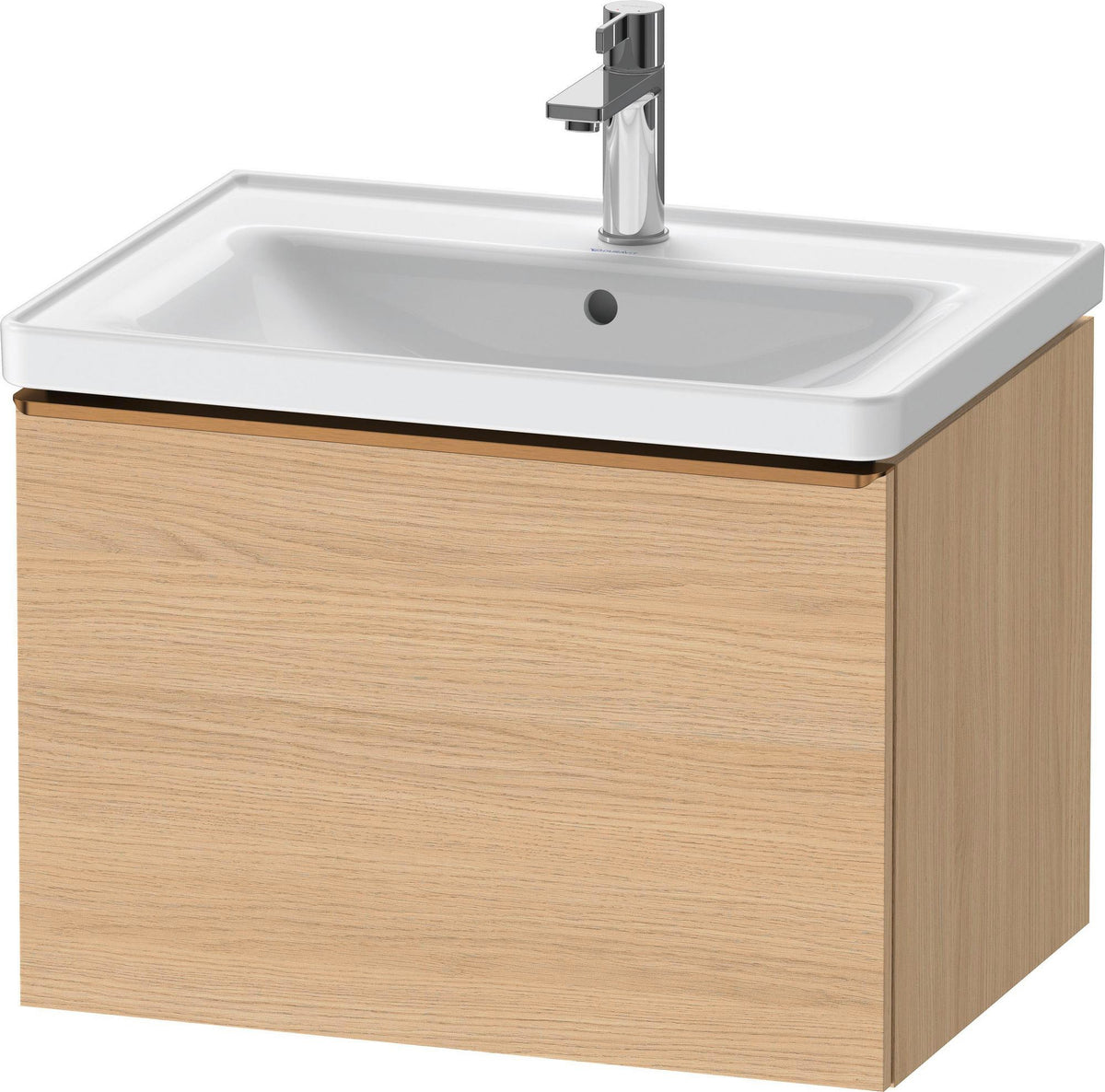 Duravit D-Neo Waschtischunterbau 634 mm betongrau matt mit Bronze-Griff und Soft-Close-Auszug