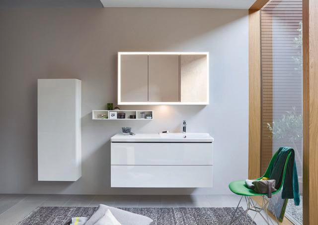 Duravit L-Cube Halbhochschrank 500 mm, 1 Tür links, betongrau matt, wandhängend, Soft-Close