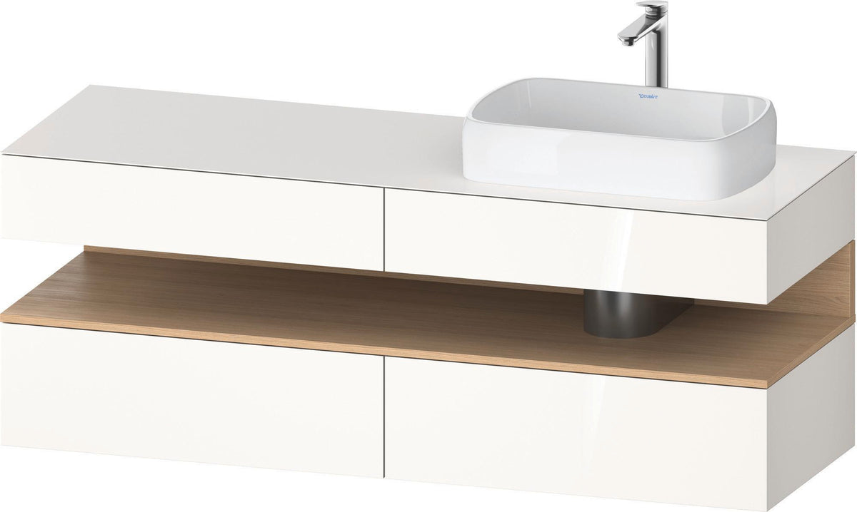 Duravit Qatego Konsolenwaschtischunterbau 1600 mm Weiß Hochglanz mit Eiche Schwarz Nische