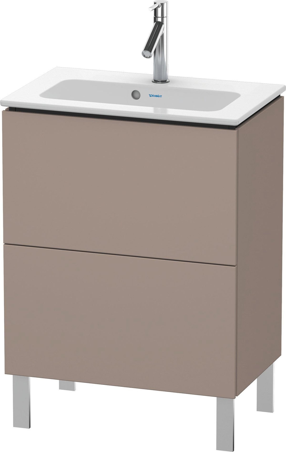 Duravit L-Cube Waschtischunterbau 620 mm, 2 Auszüge, bodenstehend, Weiß Matt – mit Tip-On