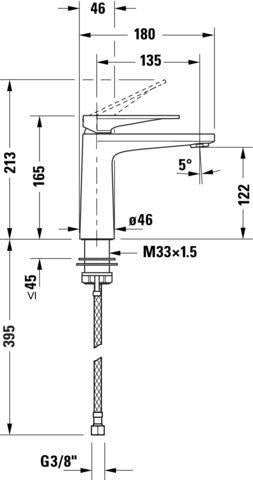 DURAVIT Tulum by Starck Einhebel-Waschtischmischer M Chrom, ohne Zugstange, mit Kaltstart-Funktion