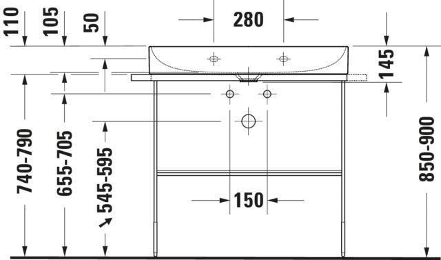 Duravit DuraSquare Möbelwaschtisch 800 mm, weiß, mit Hahnlochbank