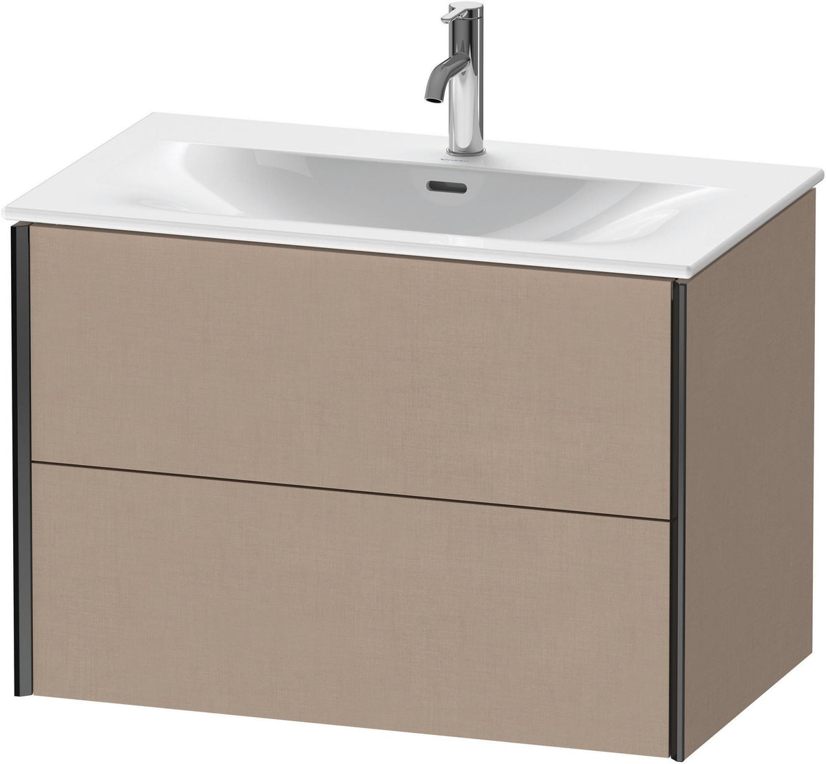 DURAVIT XViu Waschtischunterbau wandhängend 810 mm, 2 Schubkästen, champagner matt/leinen – mit Tip-On-Technik