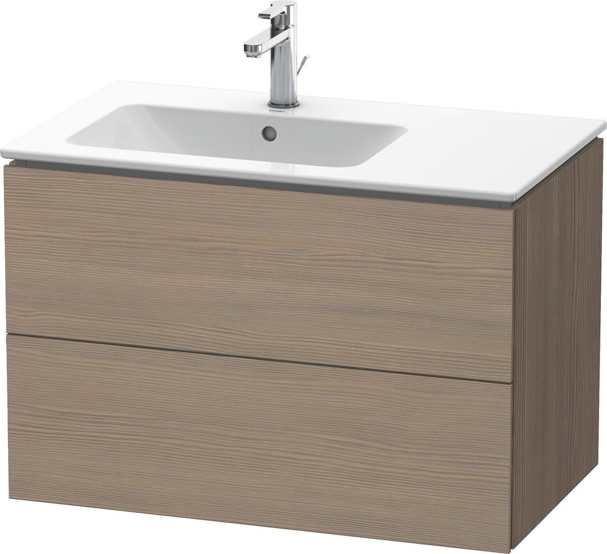 DURAVIT L-Cube Waschtischunterbau 820 mm wandhängend, 2 Schubkästen, Becken links, Amerikanisch Nussbaum