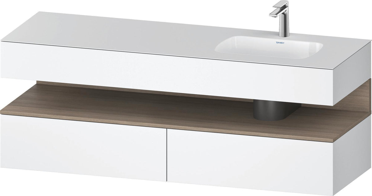 DURAVIT Qatego Einbauwaschtisch mit Konsolenwaschtischunterbau 1600x550x600 mm Eiche Terra & Weiß Matt