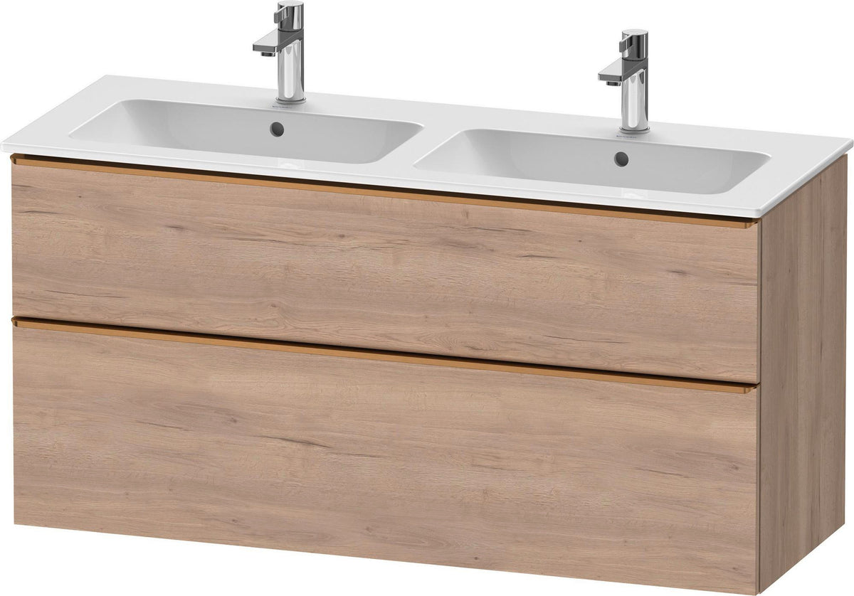 Duravit D-Neo Waschtischunterbau 1280 mm betongrau matt – wandhängend, 1 Auszug, Bronze Griff