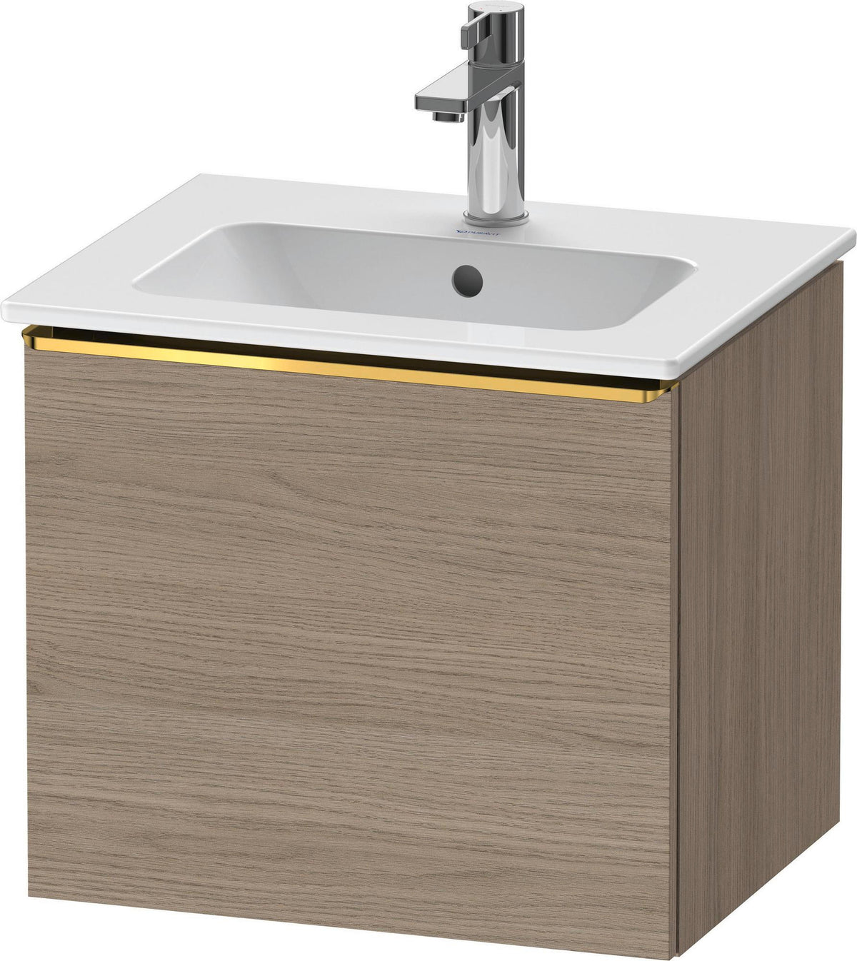 Duravit D-Neo Waschtischunterbau 510 mm Eiche Terra Matt mit Auszug und Chromgriff