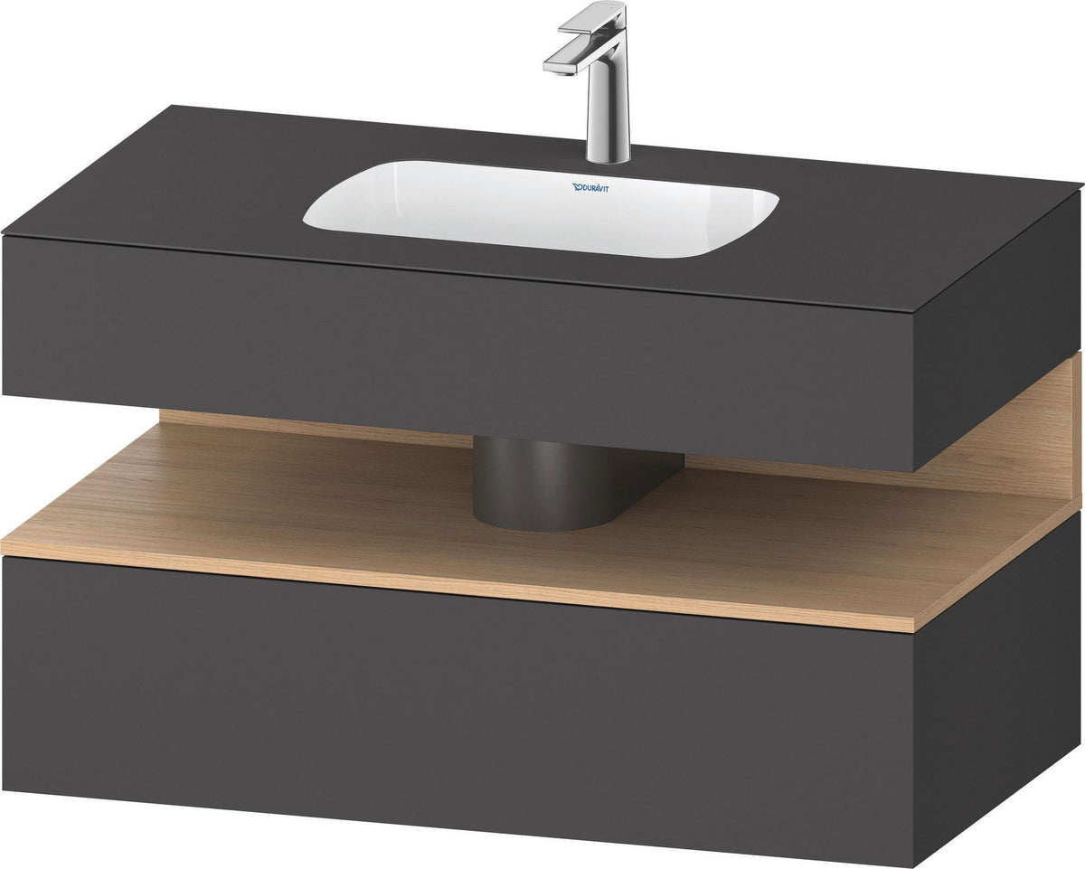 DURAVIT Qatego Einbauwaschtisch mit Konsolenwaschtischunterbau 1000 mm, 1 Auszug, antibakteriell