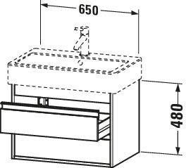 Duravit Ketho Waschtischunterbau 650 mm weiß matt – 2 Schubkästen, wandhängend, Soft-Close
