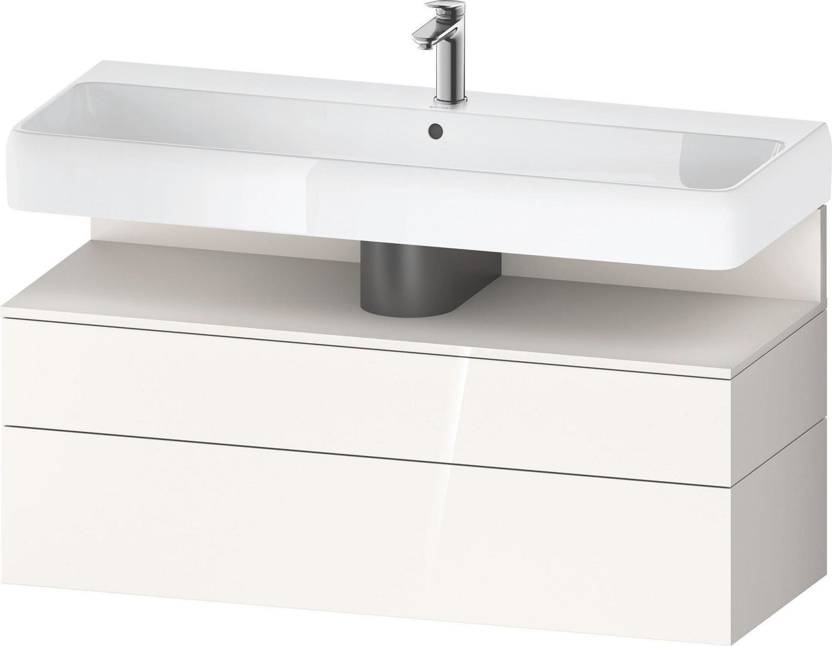 Duravit Qatego Waschtischunterbau 1190 mm – Weiß Matt mit Eiche Schwarz Nische, 1 Auszug, LED