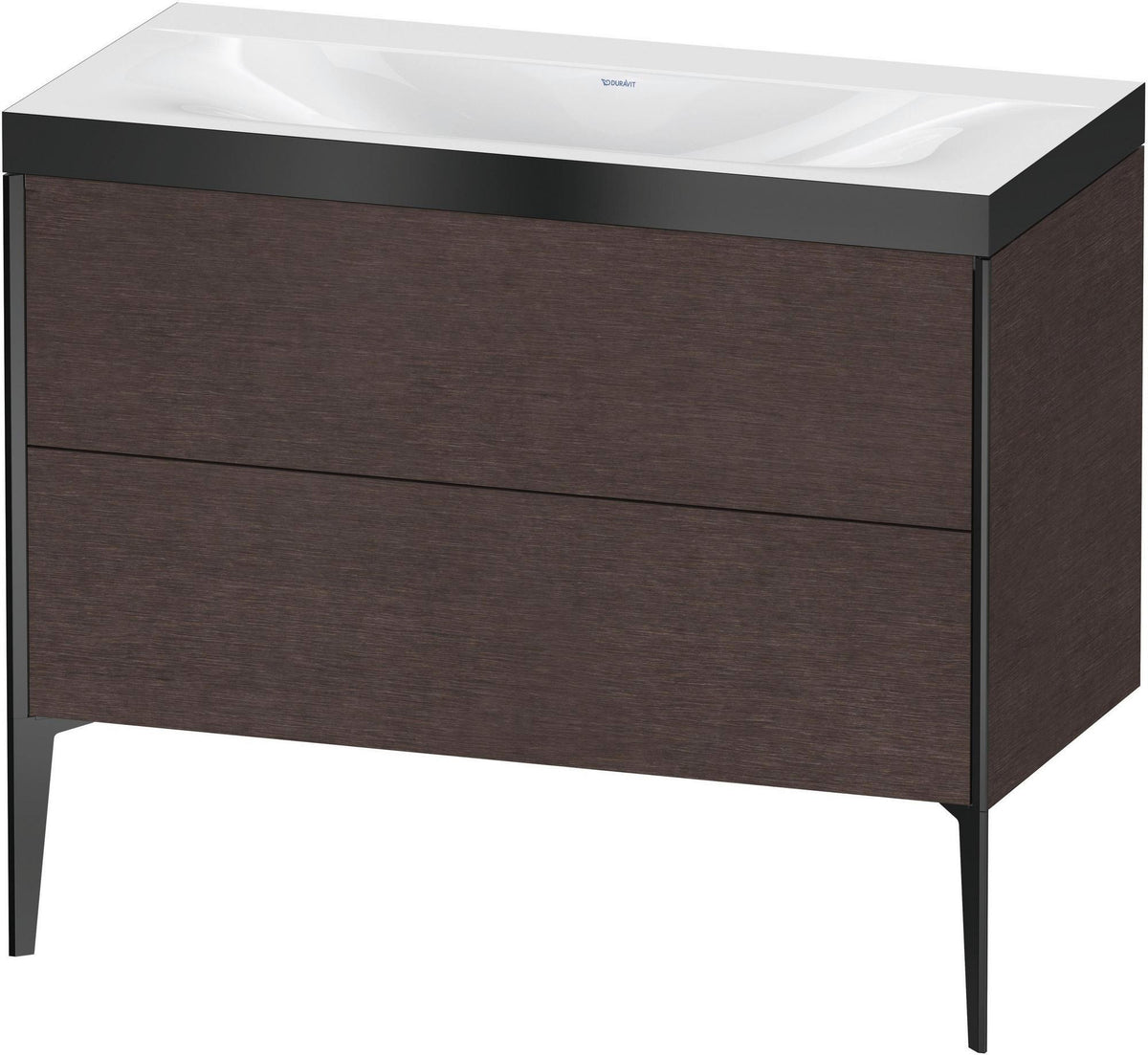 DURAVIT XViu Waschtischunterbauset 1000 mm, 2 Auszüge, Eiche dunkel gebürstet, schwarz matt