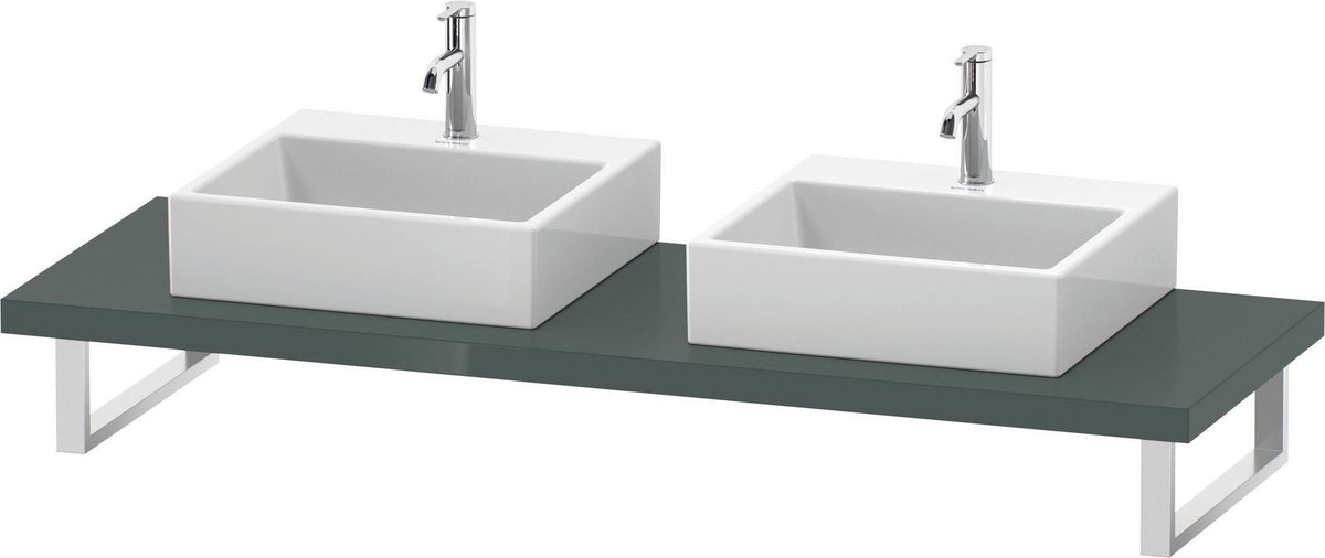 Duravit L-Cube Konsole 550 mm Amerikanischer Nussbaum mit 2 Ausschnitten und Ablageteilen