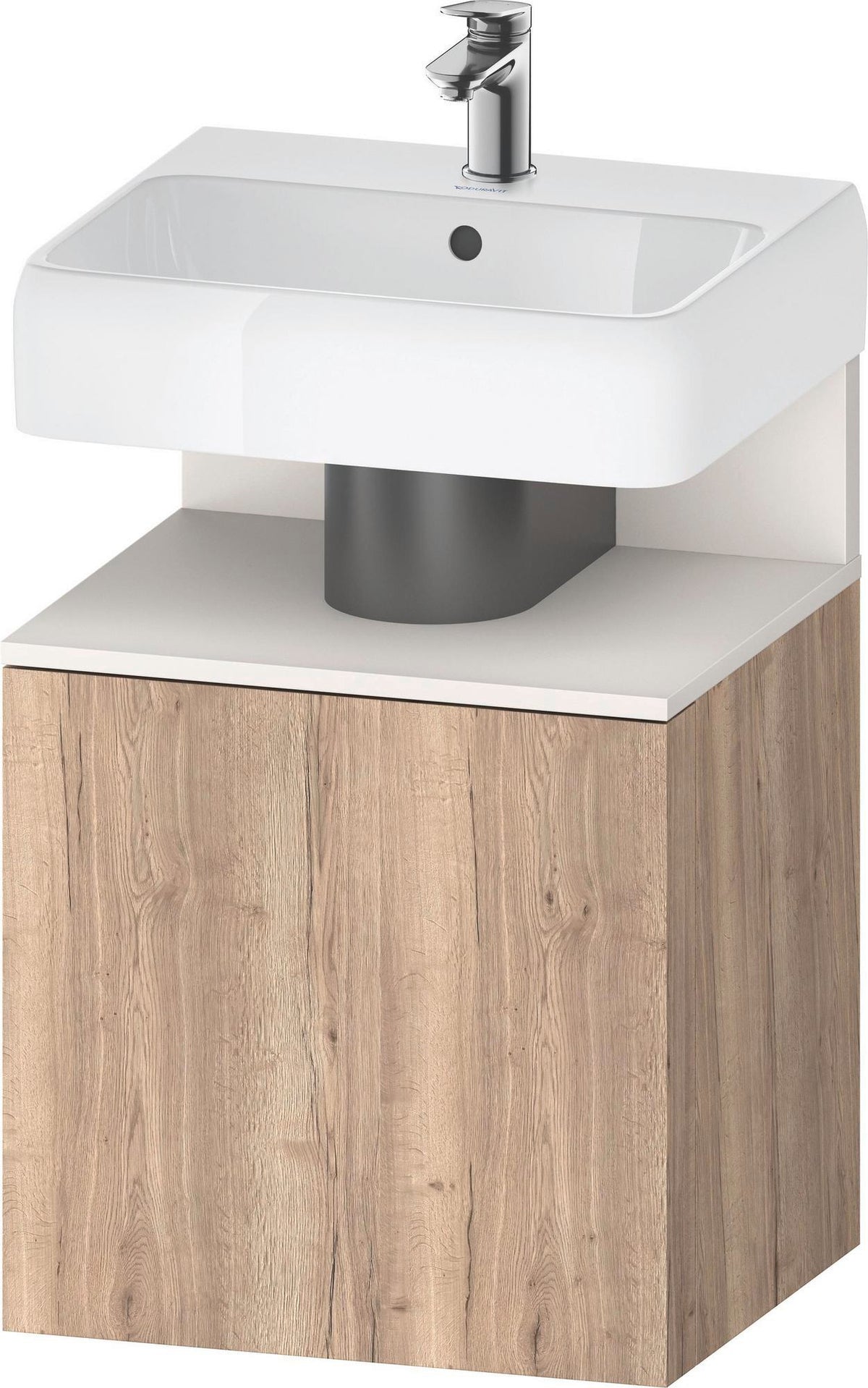 DURAVIT Qatego Waschtischunterbau 490 mm wandhängend, 1 Tür links, Weiß Matt mit Eiche Schwarz Nische