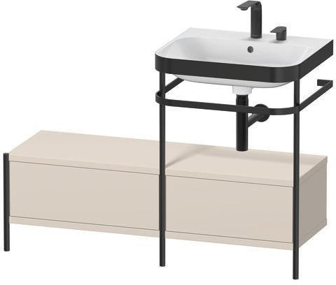 Duravit Waschtischset Happy D.2 Plus 1200x490mm ein Hahnloch taupe supermatt mit Metallkonsole