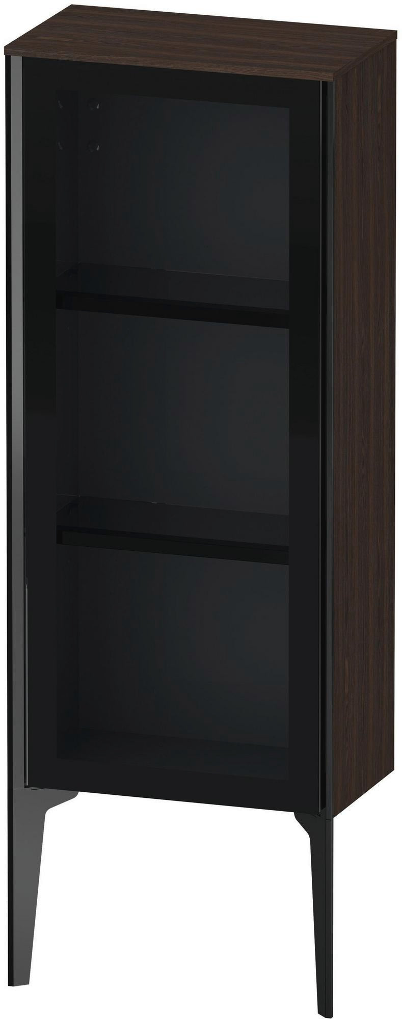 DURAVIT XViu Halbhochschrank 890 mm mit Glastür in Amerikanisch Nussbaum matt – Push-Open & Soft-Close
