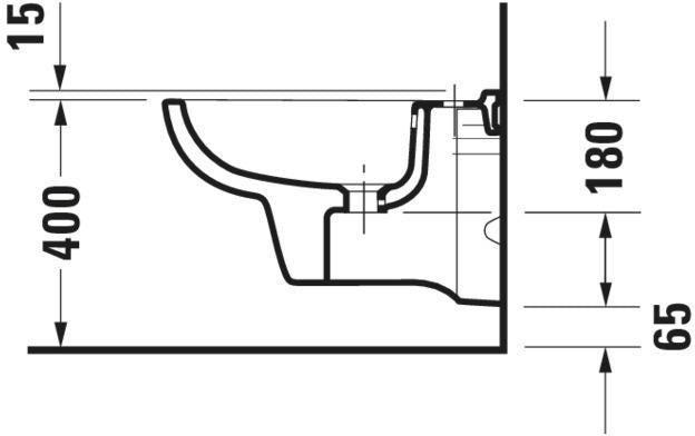 Duravit Wand-Bidet D-Code 545 mm mit Überlauf, Hahnlochbank und 1 Hahnloch, weiß
