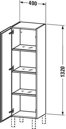 Duravit Halbhochschrank L-Cube 363x400x1320mm 1 Tür links, Amerikanisch Nussbaum