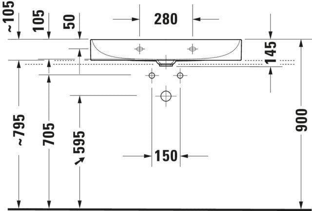 Duravit DuraSquare Möbelwaschtisch 800 mm mit Hahnlochbank, weiß geschliffen