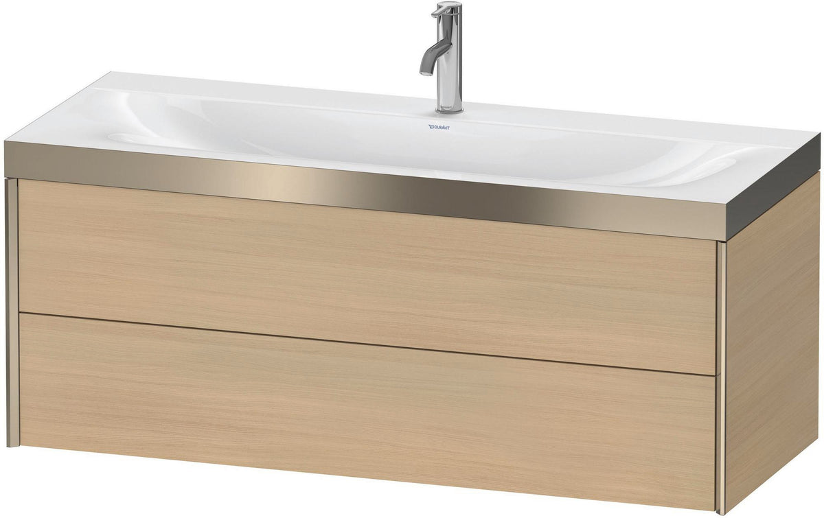 Duravit XViu c-bonded Waschtischunterbauset 1200 mm, 2 Schubkästen, champagner matt/eiche dunkel