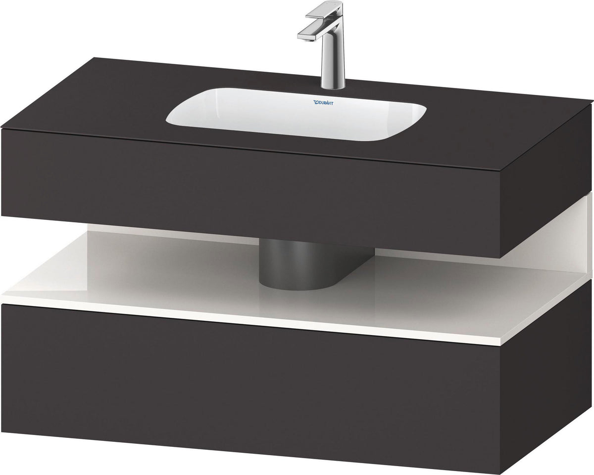 DURAVIT Qatego Einbauwaschtisch mit Konsolenwaschtischunterbau 1000 mm, 1 Auszug, antibakteriell