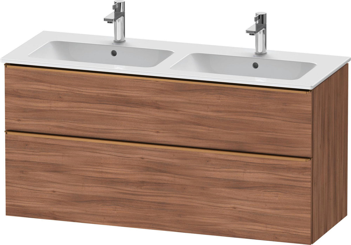 Duravit D-Neo Waschtischunterbau 1280 mm betongrau matt – wandhängend, 1 Auszug, Bronze Griff