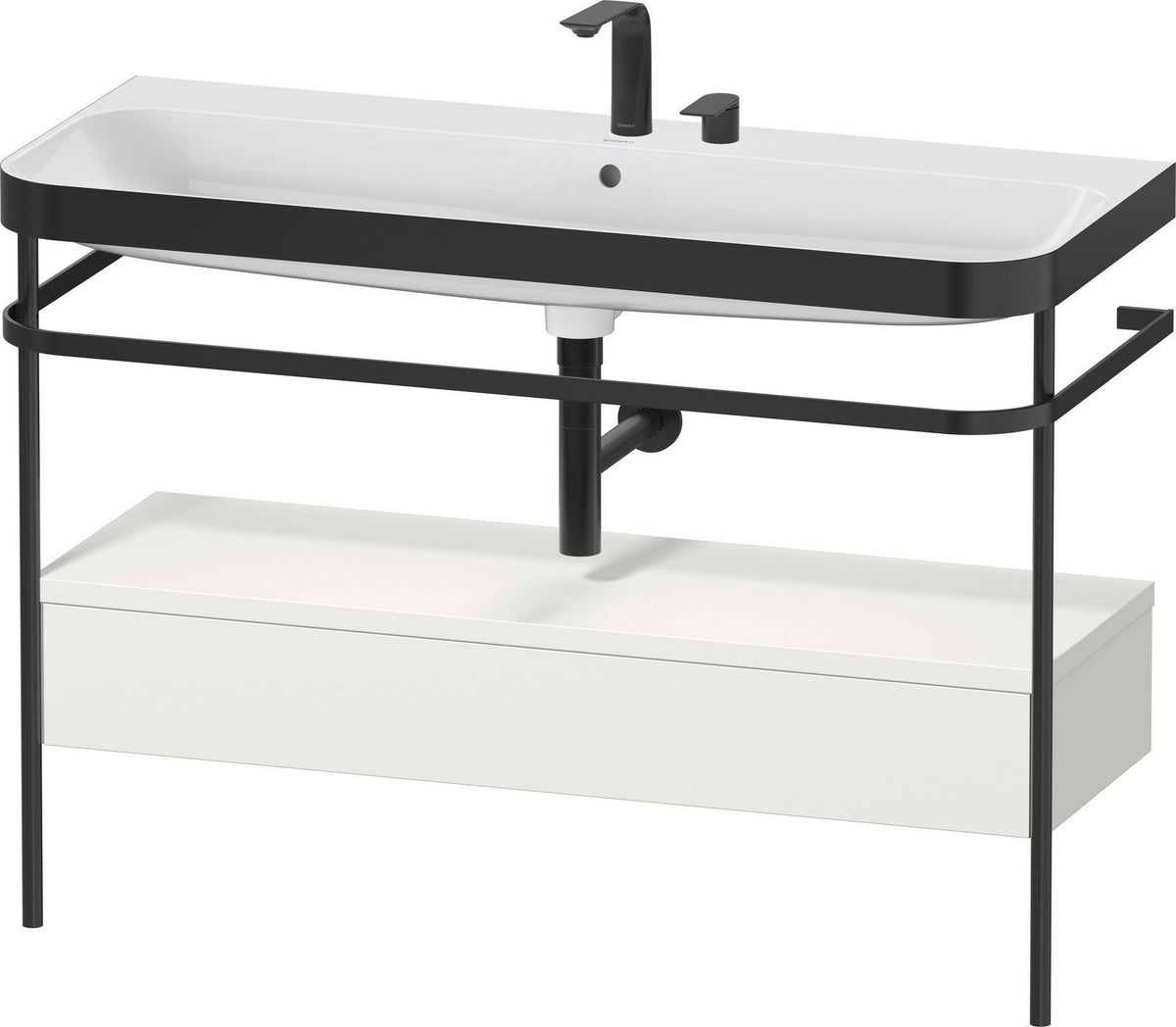 Duravit Happy D.2 c-bonded Waschtischset 1175 mm mit Metallkonsole & Schubkasten in Taupe