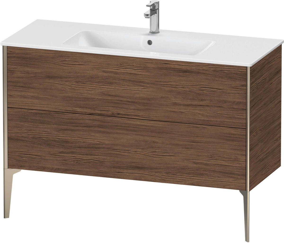 DURAVIT XViu Waschtischunterbau bodenstehend 1210 mm, 2 Auszüge, champagner matt/weiß matt