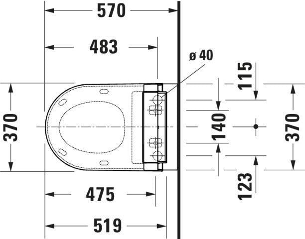 DURAVIT ME by Starck Wand-WC 570 mm spülrandlos mit WonderGliss für Dusch-WC