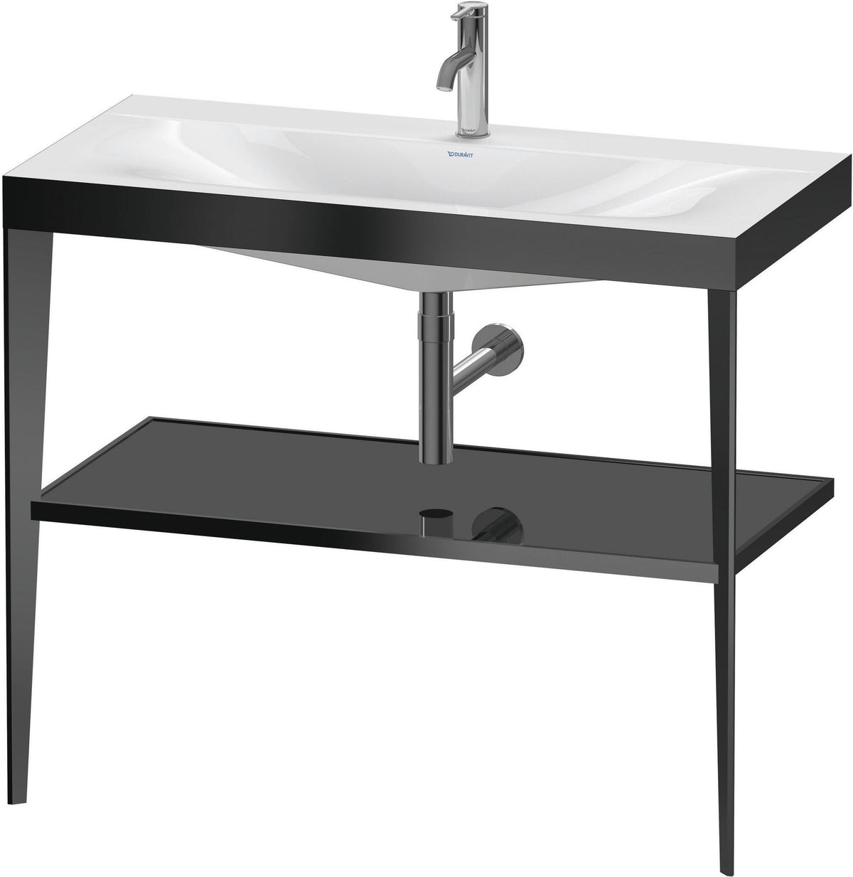 Duravit XViu c-bonded Waschtischset 1000 mm mit Metallkonsole, weiß hochglanz / schwarz matt – inkl. Waschschüssel