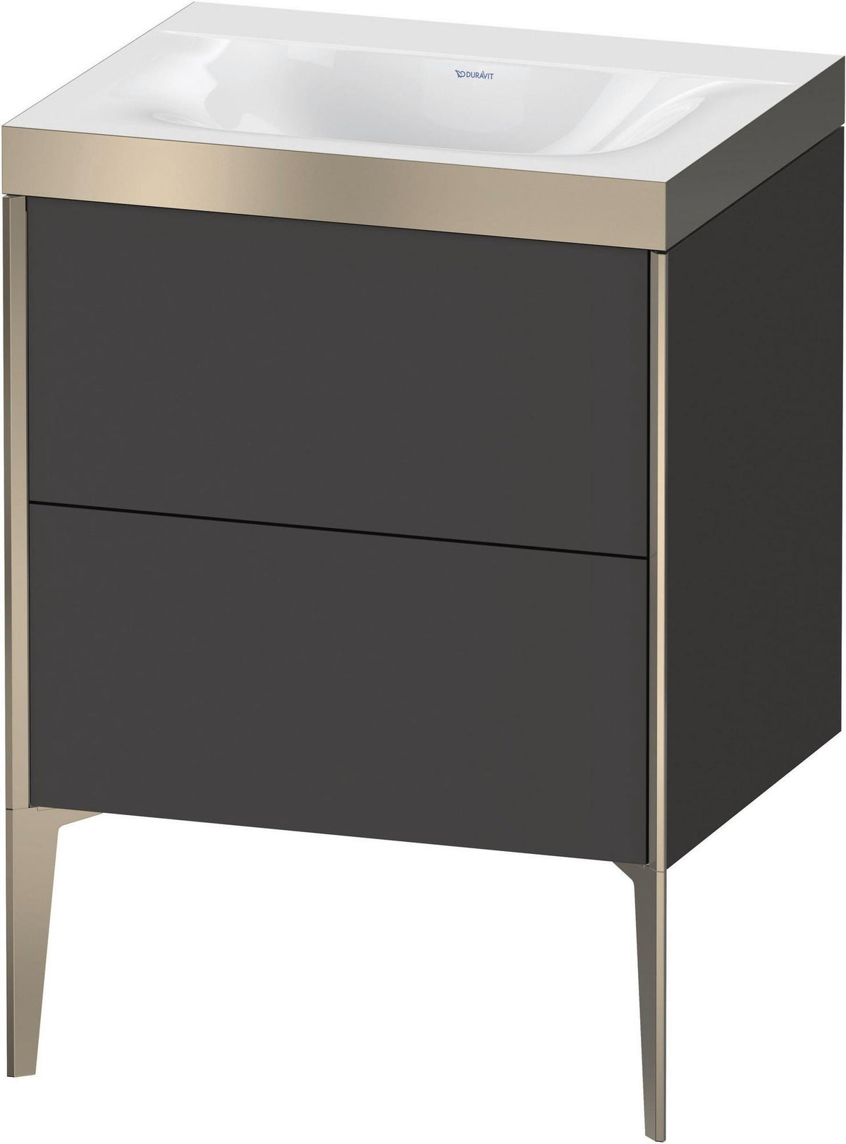 DURAVIT XViu c-bonded Waschtischunterschrank 600 mm, 2 Auszüge, anthrazit, bodenstehend