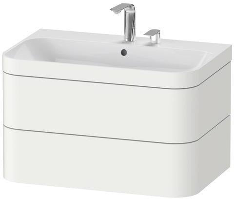 Duravit Waschtischset Happy D.2 Plus, 2 Schubkästen, 775x490 mm, Einrichtungssystem Ahorn Mitte Taupe Supermatt