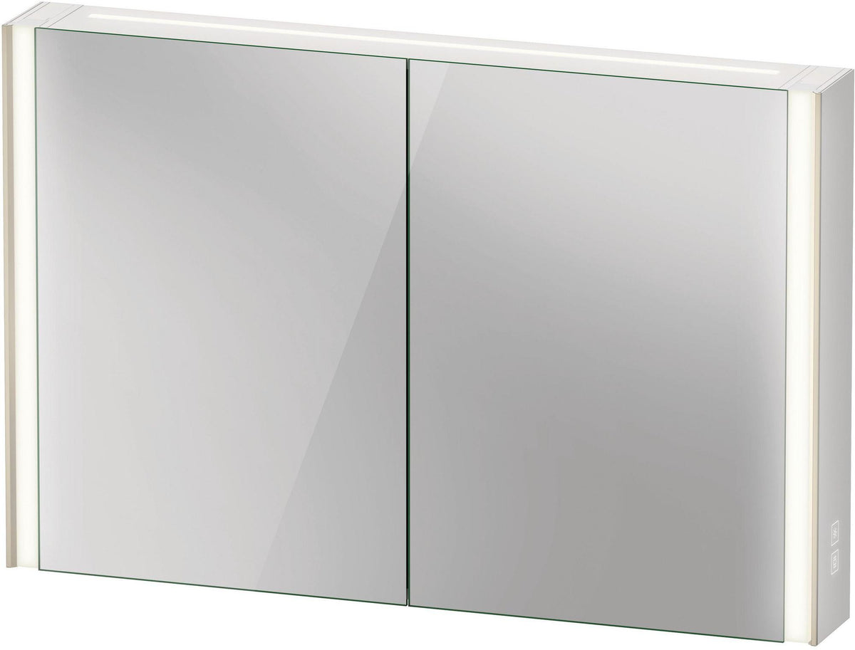DURAVIT XViu Spiegelschrank 820 mm mit LED-Beleuchtung, Champagner Matt, 2 Türen, IP44