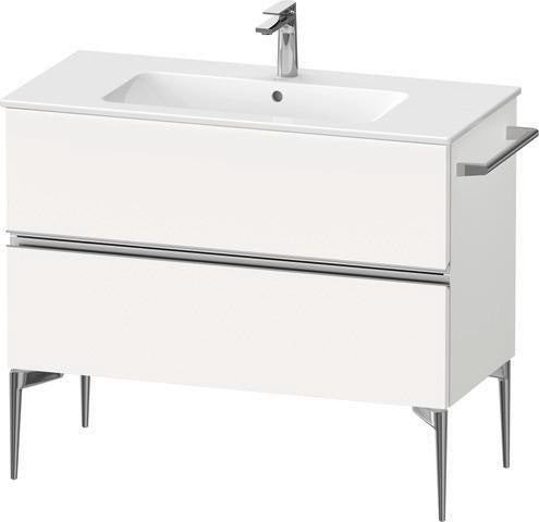 Duravit Sivida Waschtischunterbau 1010 mm bodenstehend, 2 Schubkästen, Soft-Close, Weiß Matt/Chrom