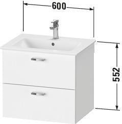 Duravit XBase Waschtischunterbau wandhängend 600 mm, 2 Schubkästen, weiß matt, Soft-Close