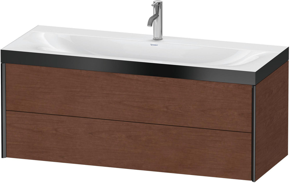 DURAVIT XViu c-bonded Waschtischunterbauset 1200 mm, 2 Schubkästen, Nussbaum gebürstet, schwarz matt