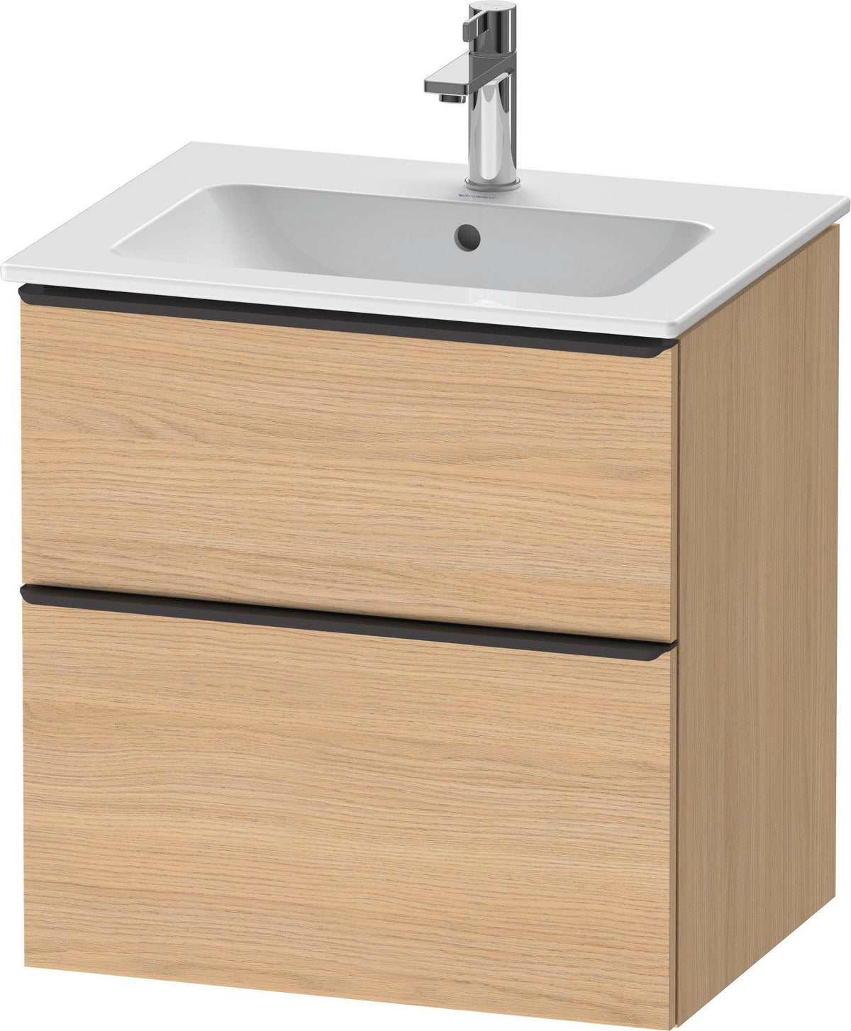 DURAVIT D-Neo Waschtischunterbau 610 mm Eiche Schwarz mit Bronze Griff – wandhängend