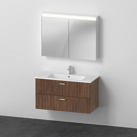 DURAVIT XBase Möbel-Set 1300 mm Nussbaum Dunkel mit Waschtisch, Unterbau und Spiegelschrank