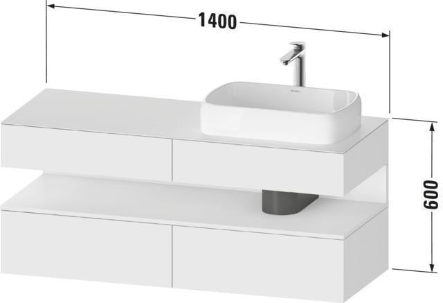 DURAVIT Qatego Konsolenwaschtischunterbau 1400 mm Weiß Matt Eiche Schwarz Matt wandhängend