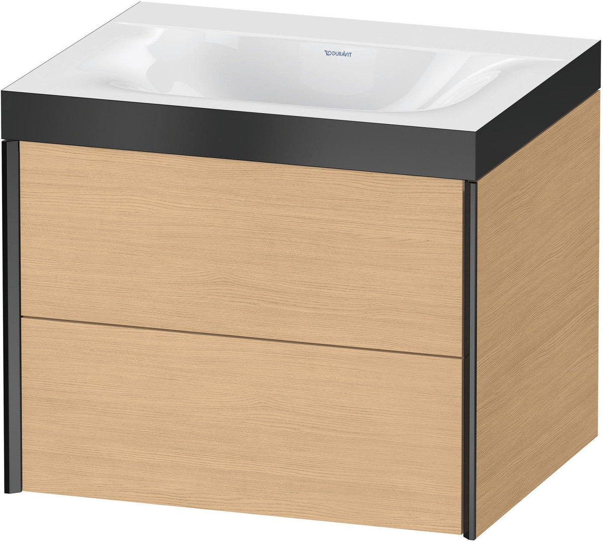 DURAVIT XViu Waschtischunterbauset 600 mm mit 2 Schubkästen, champagner matt/Eiche Natur